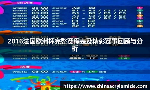 2016法国欧洲杯完整赛程表及精彩赛事回顾与分析